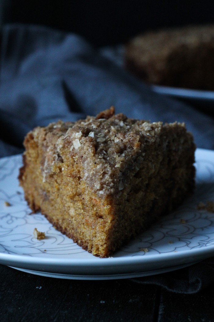 a moist, lightly spiced sweet potato coffeecake  toped with a salty sweet brown butter crumble