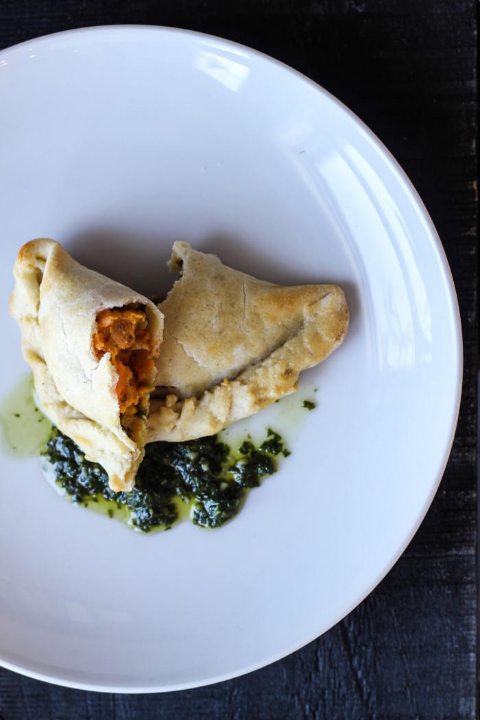 lightly spiced sweet potato and kale empanadas