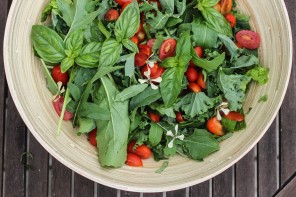 DISH | tomato basil salad + maple balsamic dressing
